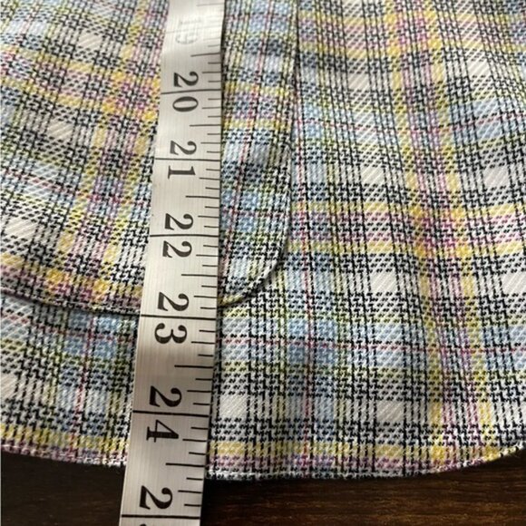 AUTRES FILLES blue/yellow Plaid unstructured gold hardware Blazer Jacket Size M - Picture 12 of 13